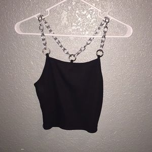 Chains Ribbed Crop Tank Top